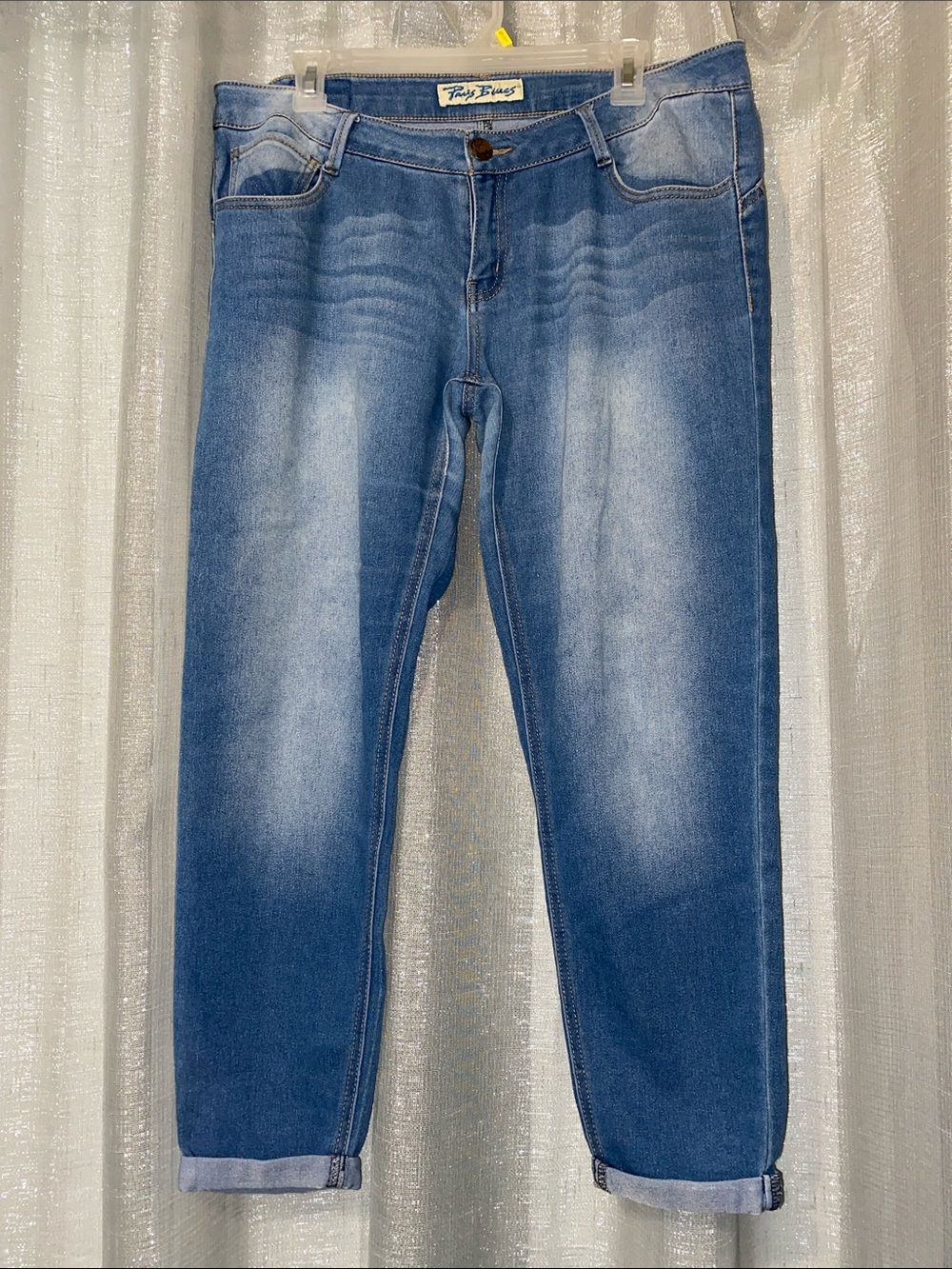 Paris Blues Women's Slim Straight Jeans in Light Blue Wash